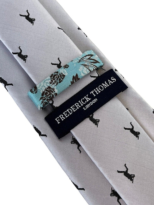 ivory white mens tie with baseball silhouette design