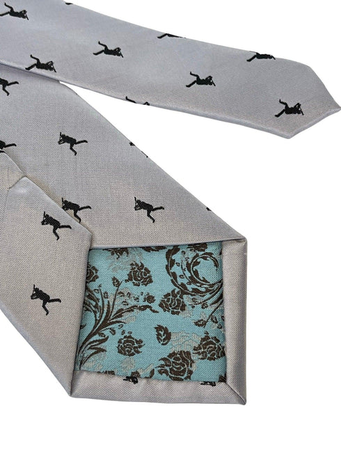 ivory white mens tie with baseball silhouette design