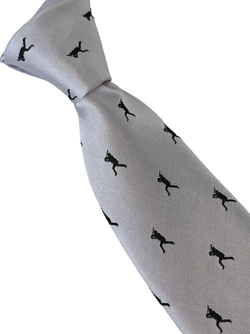ivory white mens tie with baseball silhouette design