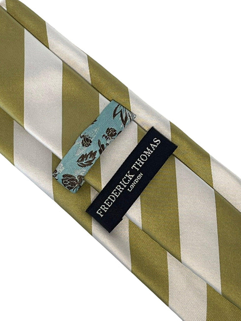 pistachio light khaki green and white barber striped mens tie