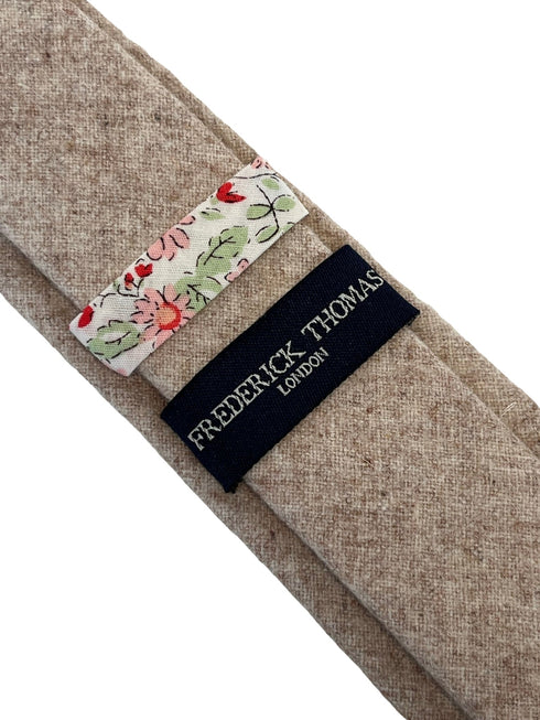 plain beige flecked wool mens tie