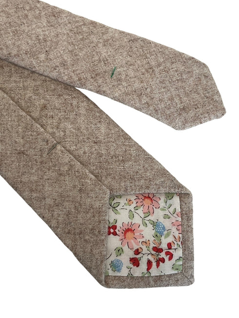 plain beige flecked wool mens tie