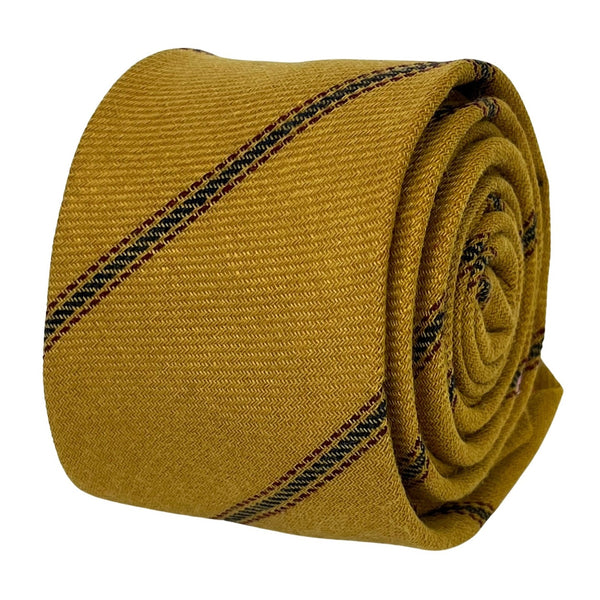 mustard gold yellow club striped mens cotton tie