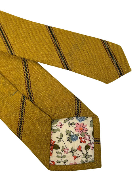 mustard gold yellow club striped mens cotton tie