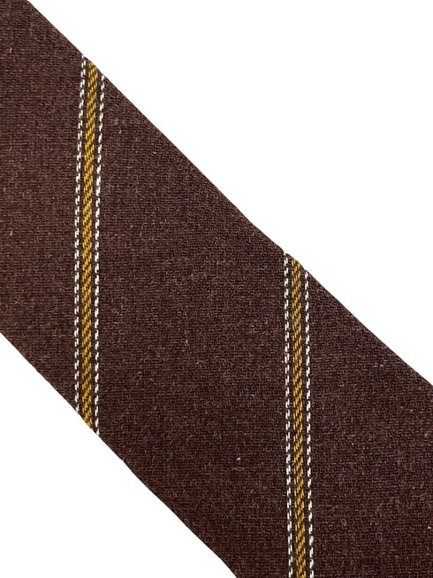 chocolate brown and yellow gold club striped school style cotton tie