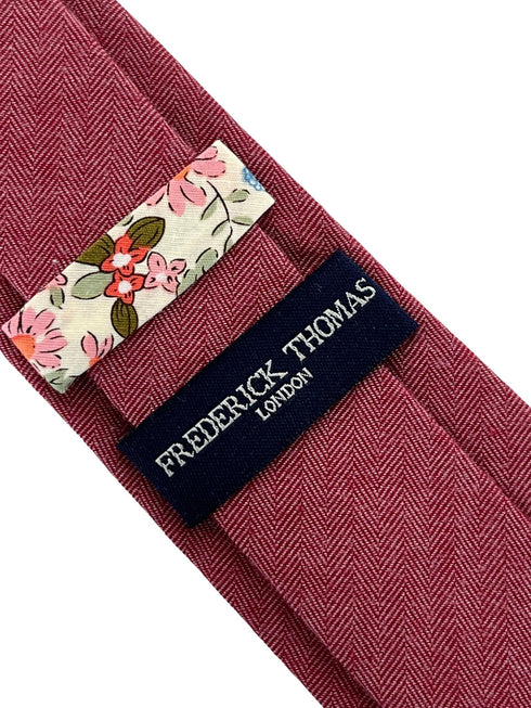 red herringbone cotton mens tie