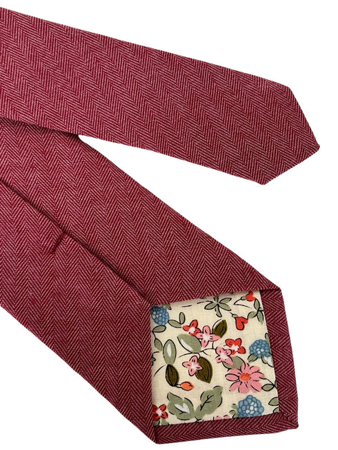 red herringbone cotton mens tie