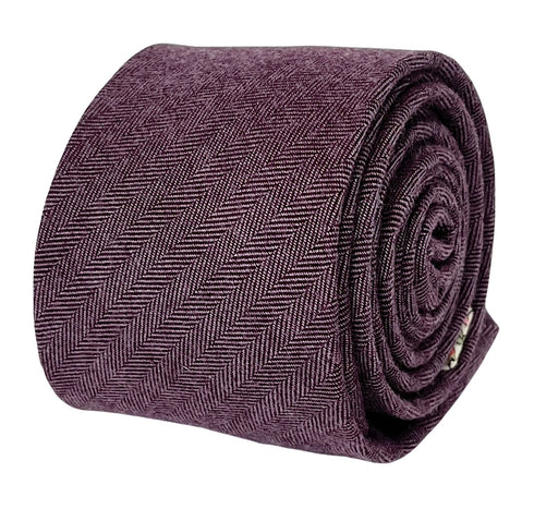 maroon purple herringbone cotton mens tie