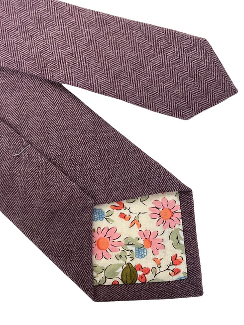 maroon purple herringbone cotton mens tie
