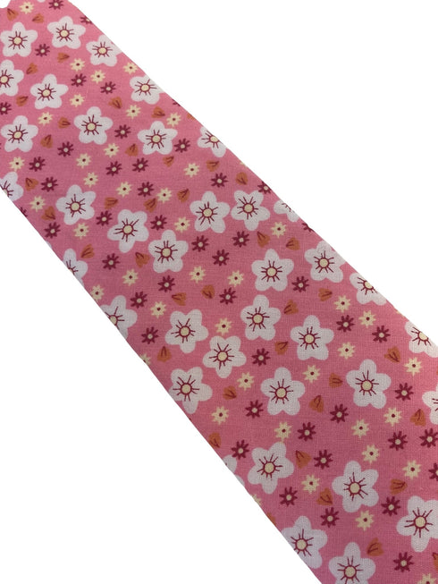 pink floral mens cotton tie