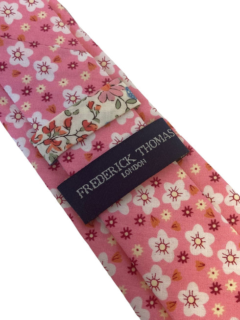 pink floral mens cotton tie
