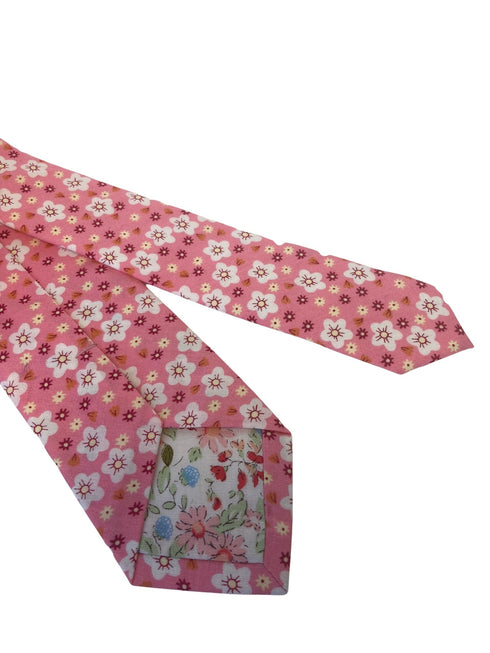pink floral mens cotton tie
