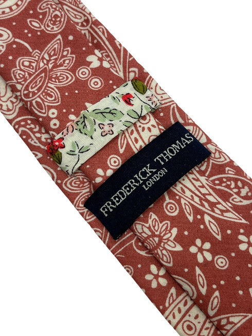 coral pink paisley mens cotton tie