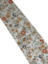 ivory white mens cotton tie with mustard yellow, red flower-s floral design