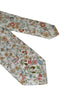 ivory white mens cotton tie with mustard yellow, red flower-s floral design