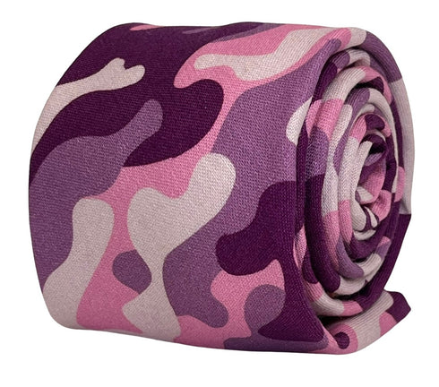 pink and purple camouflage cotton tie