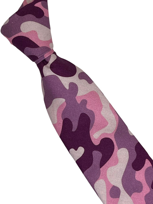 pink and purple camouflage cotton tie