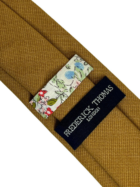 mustard yellow antique gold brown rustic cotton mens tie