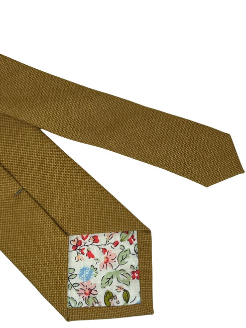 mustard yellow antique gold brown rustic cotton mens tie