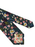 navy blue cotton tie with wild English flower garden floral design