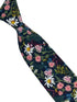 navy blue cotton tie with wild English flower garden floral design