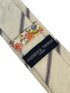 ivory cream cotton tie with navy and fine red stripe design