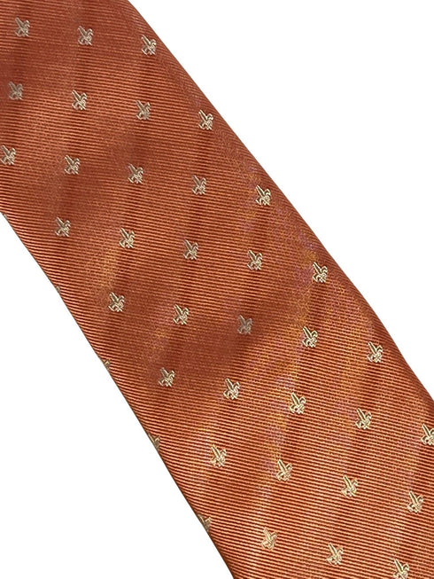 peach coral pink tie with fleur de lys (lis) design