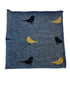 denim medium blue cotton tie with bird design