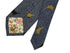 denim medium blue cotton tie with bird design