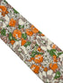 orange nasturtium and white petunia style cotton tie