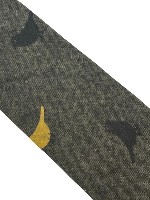 mustard khaki brown tie with bird design