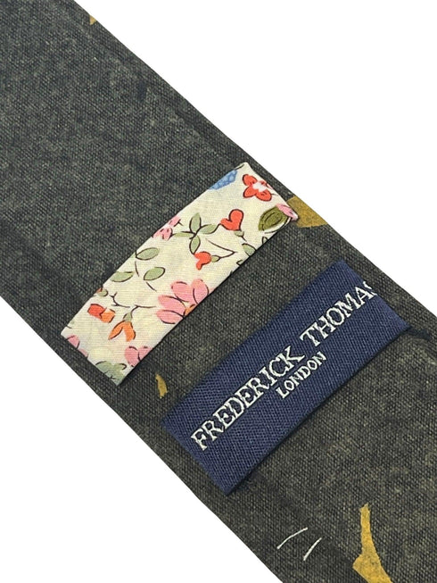 mustard khaki brown tie with bird design