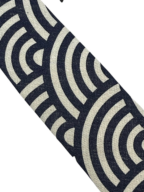 cream and navy blue rainbow design cotton mens tie
