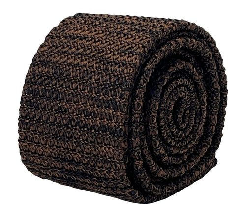 brown and black speckled knitted silk tie