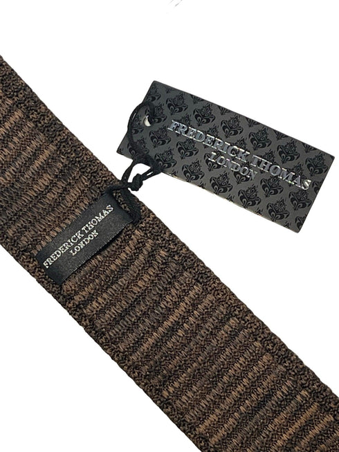 brown and black speckled knitted silk tie