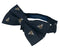 navy dark blue adult bow tie with honey bumble-bee design