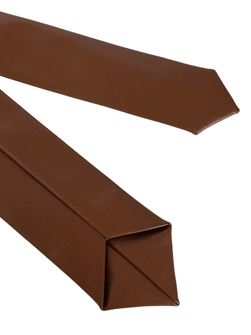 chocolate coffee brown tie in faux leather style material