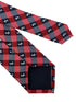 red and dark navy blue plaid gingham style tie with scottie dog, Scottish Terrier design