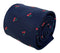 navy dark blue mens tie with red cherry fruit design