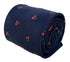 navy dark blue mens tie with red cherry fruit design