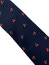 navy dark blue mens tie with red cherry fruit design