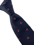 navy dark blue mens tie with red cherry fruit design