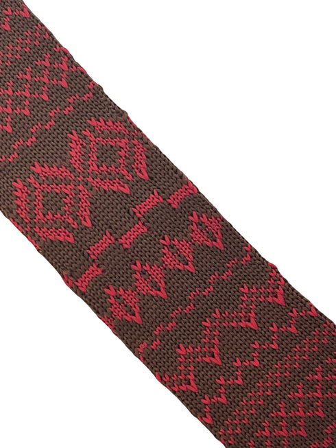 brown and red nordic design knitted silk tie