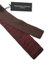 brown and red nordic design knitted silk tie