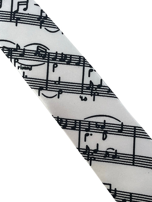 off white ivory tie with music-al note score design