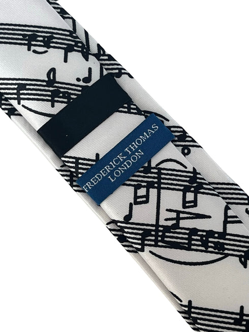 off white ivory tie with music-al note score design