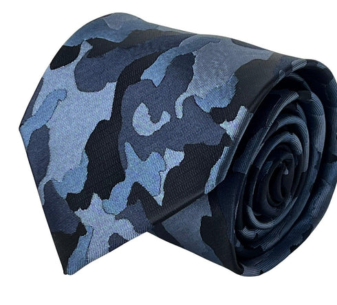 navy blue camouflage design tie