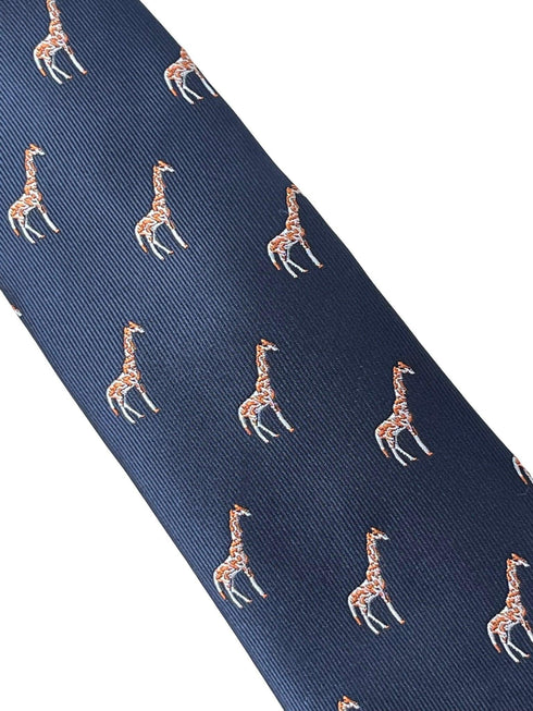navy tie with giraffe design