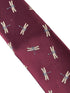 maroon tie with embroidered dragonfly design