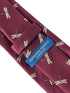 maroon tie with embroidered dragonfly design